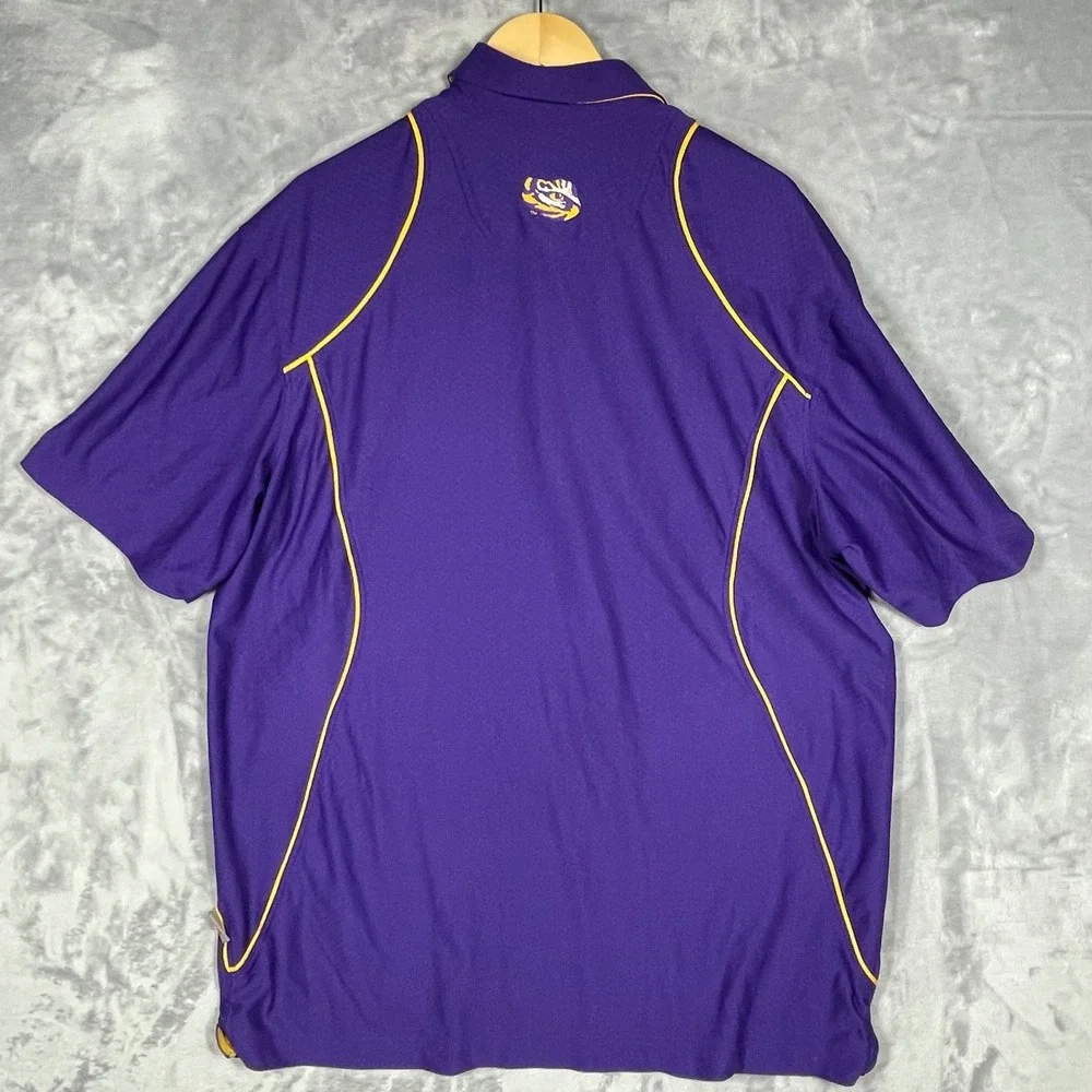 Nike Dri-FIT LSU Tigers Polo Shirt Mens XL Purple Yellow 22698X-LS1 NCAA
